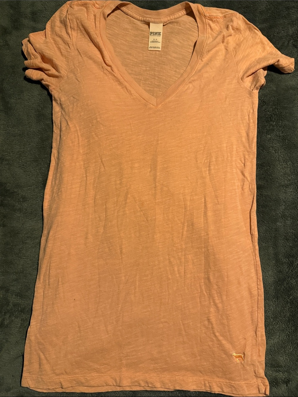 PINK Victoria's Secret Peach V-Neck Short Sleeve Tee